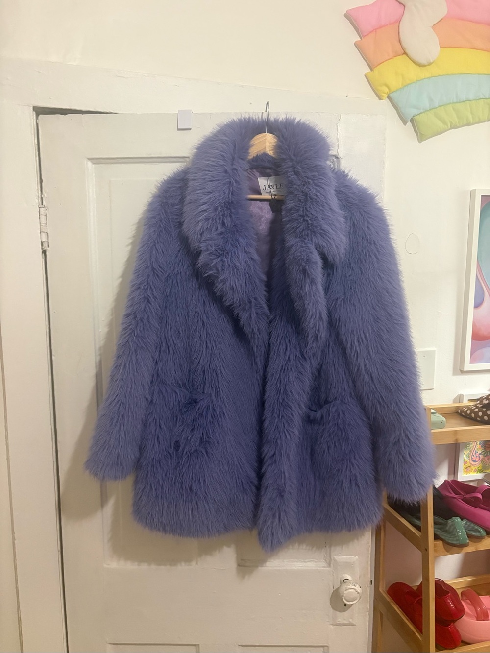 Jayley Collection Lavender Faux Fur Coat